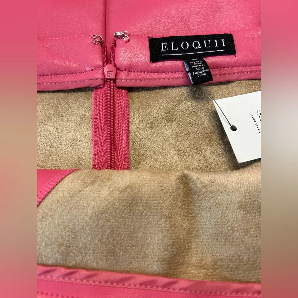 NWT ELOQUII FAUX LEATHER SKIRT, CARNATION PINK Sz.28.
